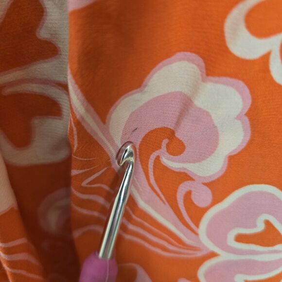 Olivaceous Popover Blouse Small Orange Pink Floral Retro 70s Inspired Pintuck - Picture 4 of 11